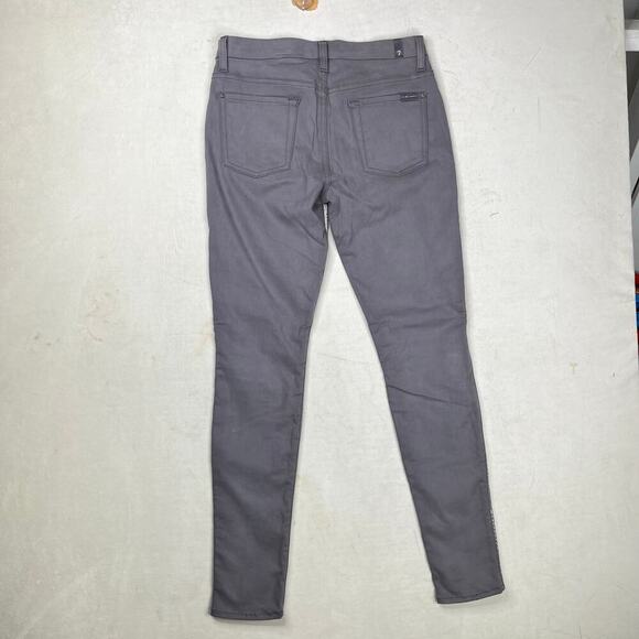 7 FOR ALL MANKIND x MALHIA KENT JEANS SKINNY JACQUARD SILVER GEO SIZE 29 - Picture 2 of 9